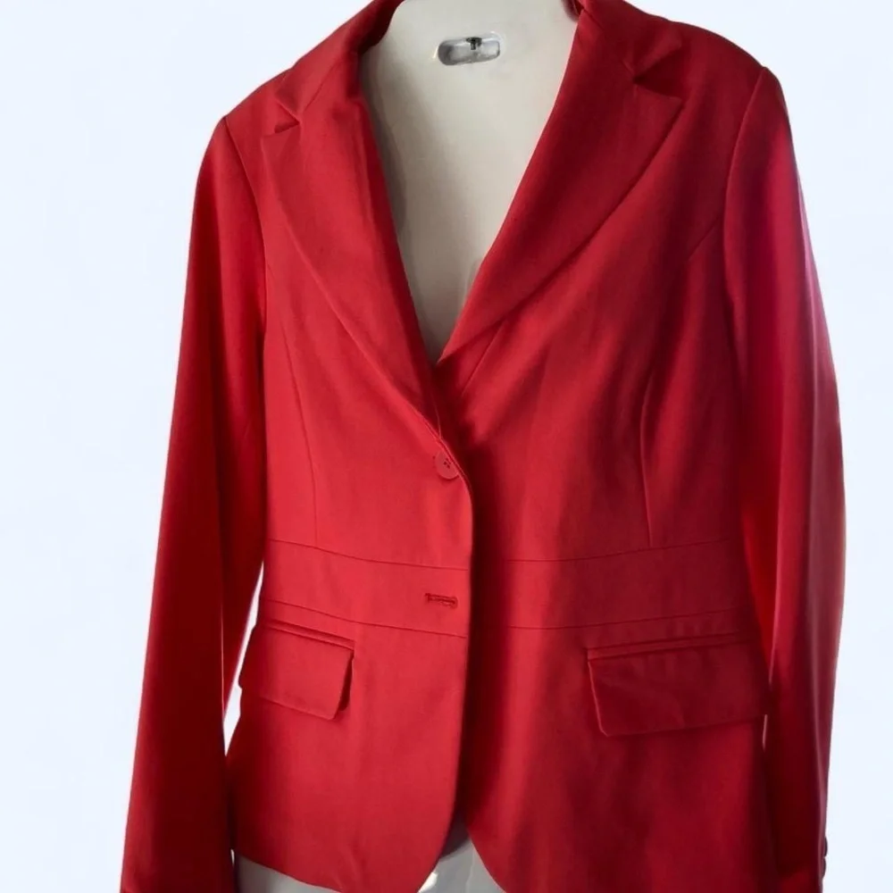 New York & Company RedOrange blazer with shoulder pads 6